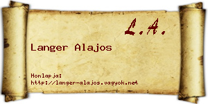 Langer Alajos névjegykártya
